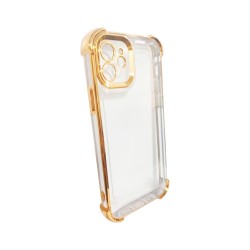 Funda de Silicona Rígida con Lente de Cámara Q Series para Apple iPhone 12 Dorado